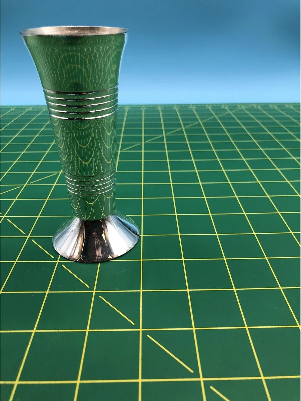 Two's Company Metal Bud Vase Silver Trumpet Etched Modern Decorative Home Decor